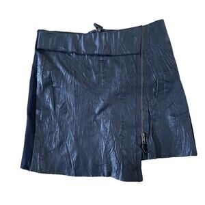 Illia‎ MiniSkirt Womens 4 Black Asymmetrical Genuine Leather Grunge Punk USA